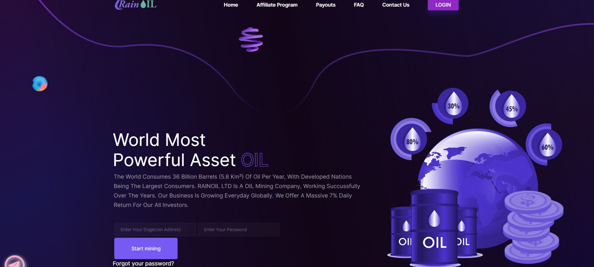 Rain Oil Template Crypto Mining (SCM)